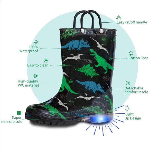 Toddler Kids Light Up Waterproof Rain Boots Size 9 - Picture 7 of 7